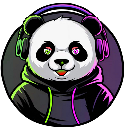 PANDA MIT KOPFHÖRER