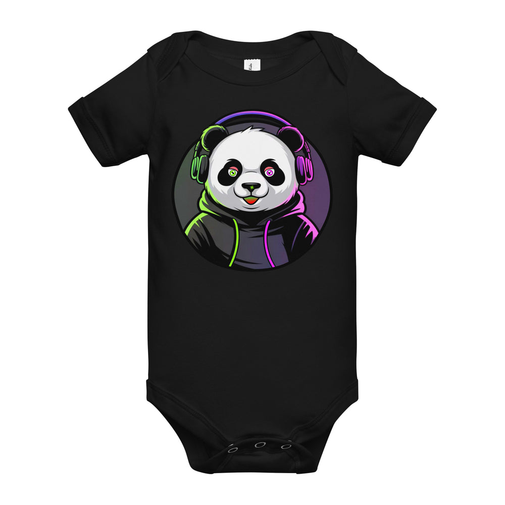 Baby short sleeve one piece | PANDA MIT KOPFHÖRER