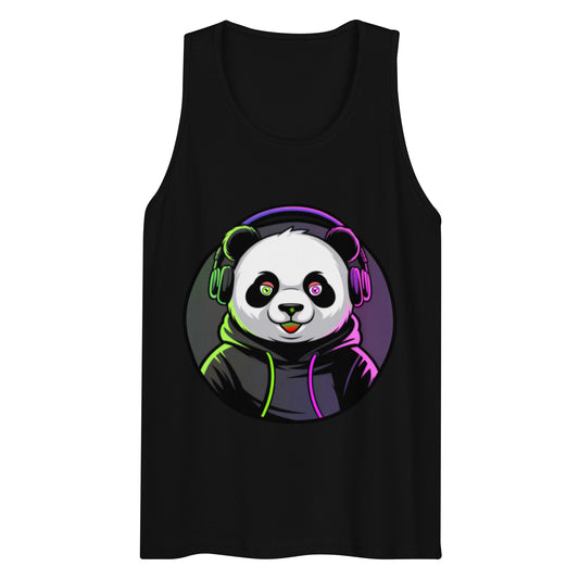 Men’s premium tank top | PANDA MIT KOPFHÖRER