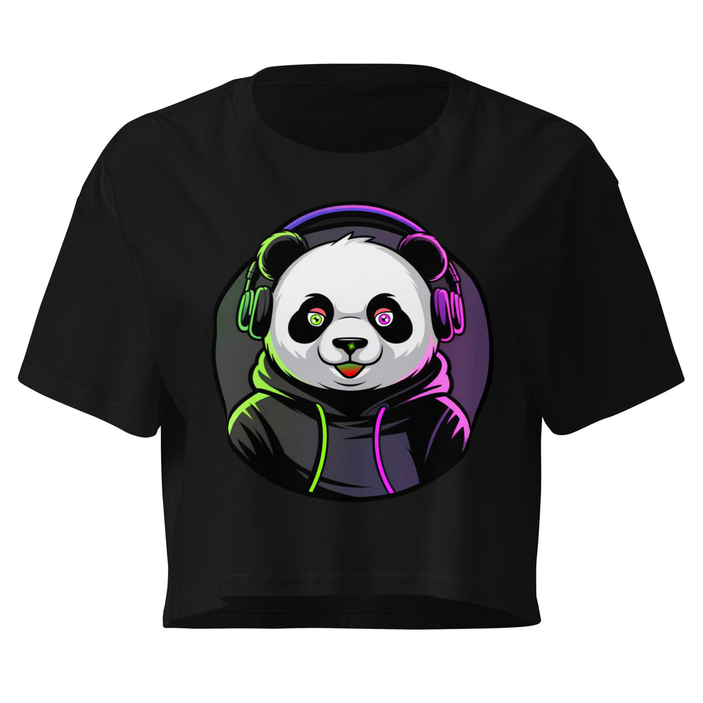 Women’s crop top | PANDA MIT KOPFHÖRER