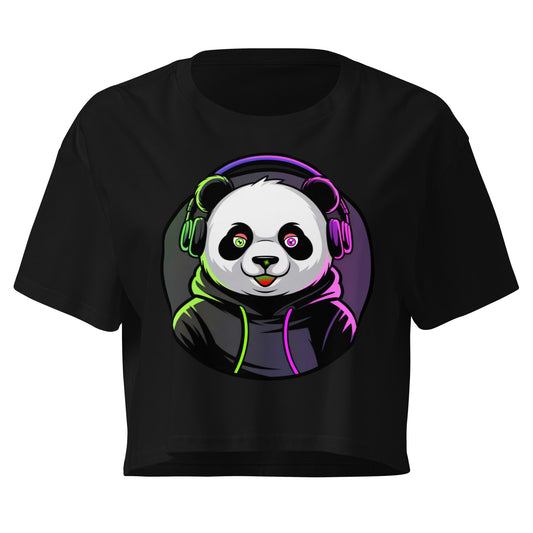 Women’s crop top | PANDA MIT KOPFHÖRER