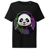 Women’s organic ribbed neck t-shirt | PANDA MIT KOPFHÖRER 1