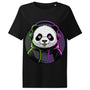 Women’s organic ribbed neck t-shirt | PANDA MIT KOPFHÖRER
