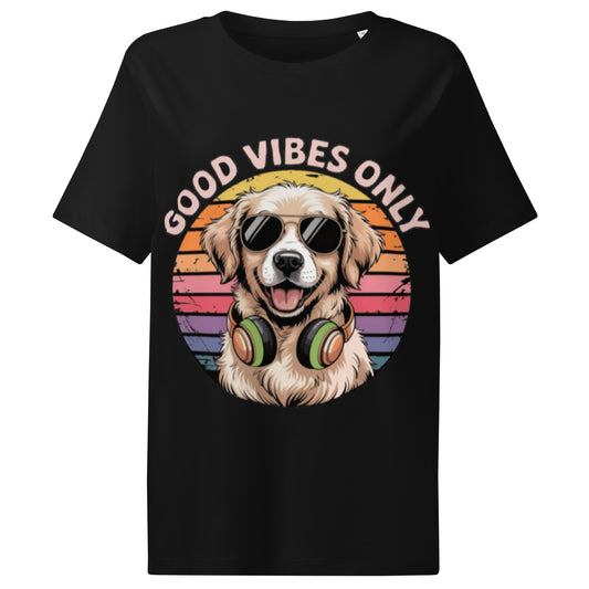 Women’s organic ribbed neck t-shirt  | Hund Good Vibes