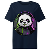 Women’s organic ribbed neck t-shirt | PANDA MIT KOPFHÖRER 3