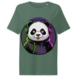 Women’s organic ribbed neck t-shirt | PANDA MIT KOPFHÖRER 5