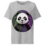 Women’s organic ribbed neck t-shirt | PANDA MIT KOPFHÖRER 13