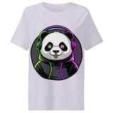 Women’s organic ribbed neck t-shirt | PANDA MIT KOPFHÖRER 11