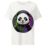 Women’s organic ribbed neck t-shirt | PANDA MIT KOPFHÖRER 17